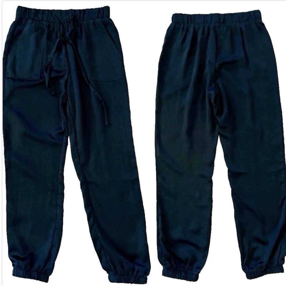 HAVE Los Angeles Black SATIN CARGO Jogger PANTS Size Small
